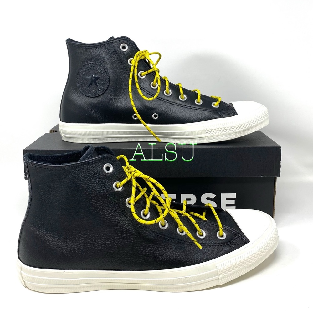 🔥 BLACK FRIDAY 🔥 Converse Ctas High Leather Black Citron Men’s 163339C - Picture 5 of 8